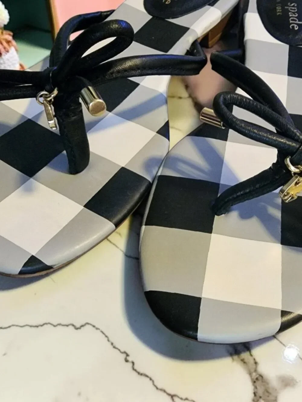 Kate Spade New York Checkered Bow Sandals – Size 6